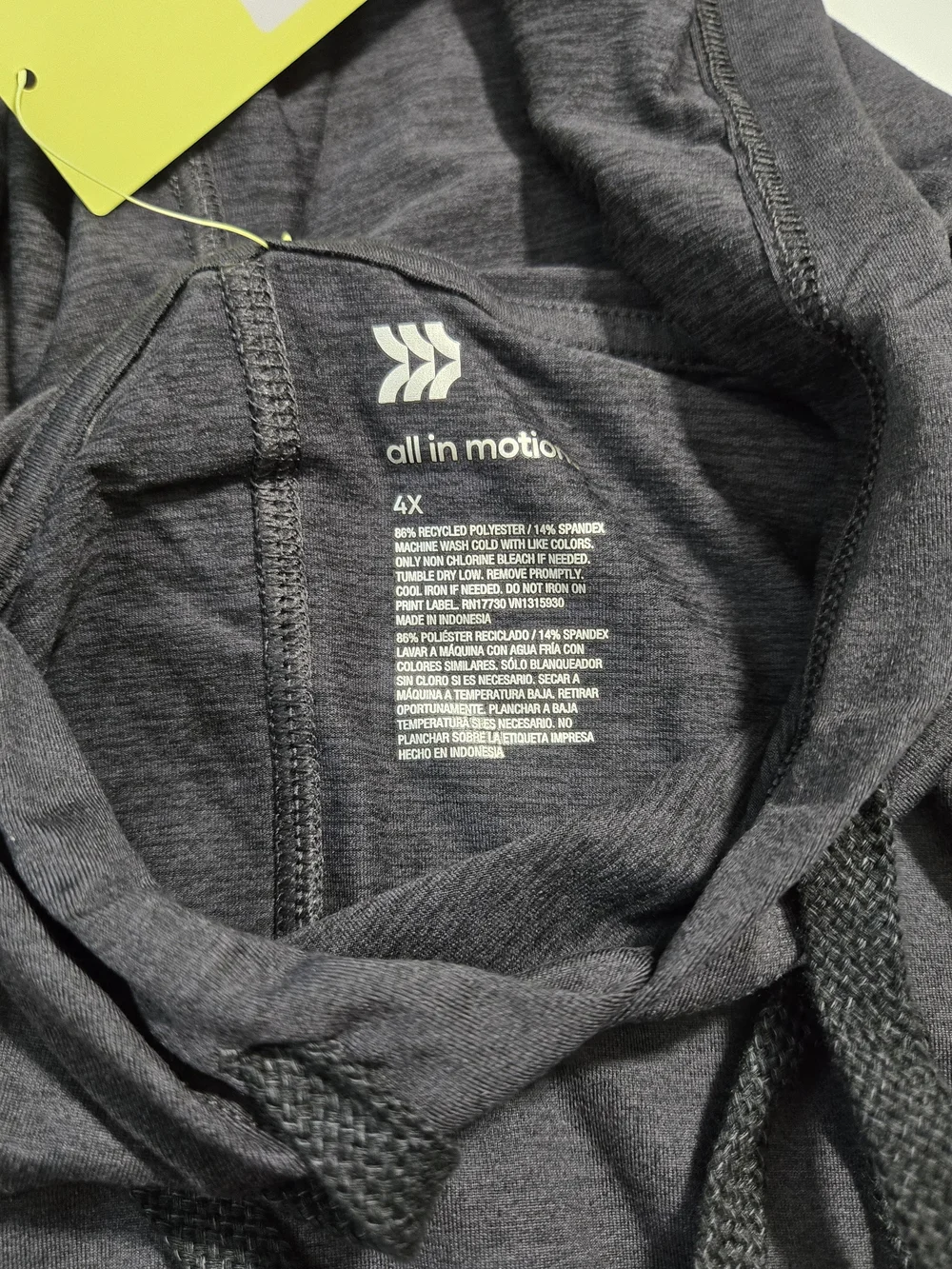 All In Motion Charcoal Hooded Long Sleeve Pullover